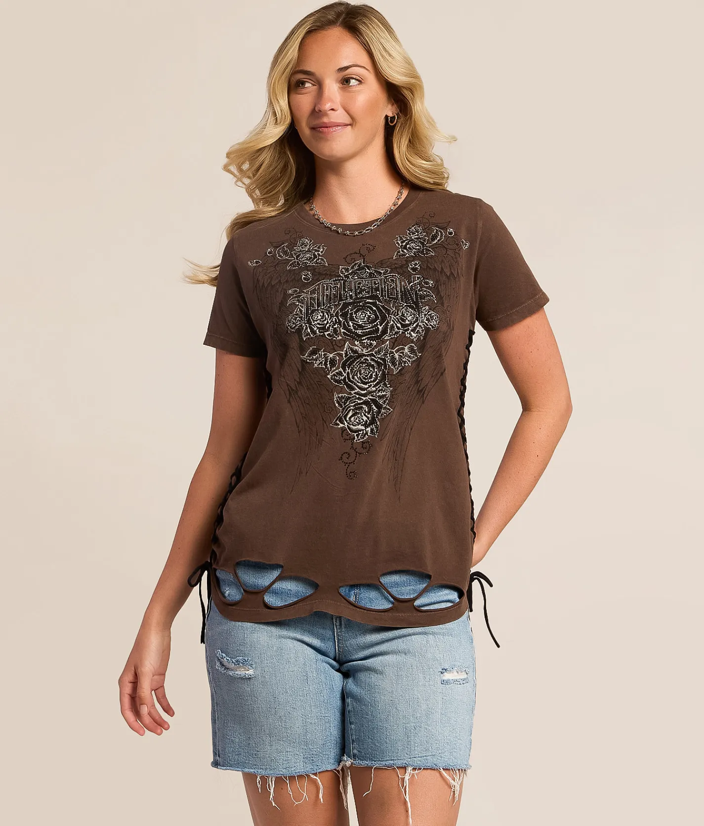 Affliction Secret Garden T-Shirt Chocolate Brown Lava Wash Online