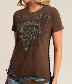Affliction Secret Garden T-Shirt Chocolate Brown Lava Wash Online