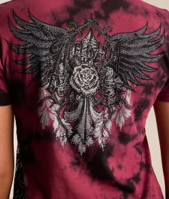 Tops | Affliction Seductive Rhinestone Lace-Up T-Shirt Mahogany Black Crystal Wa