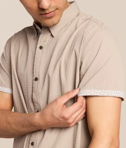 Tops | J.B. Holt Seersucker Standard Performance Stretch Shirt Taupe