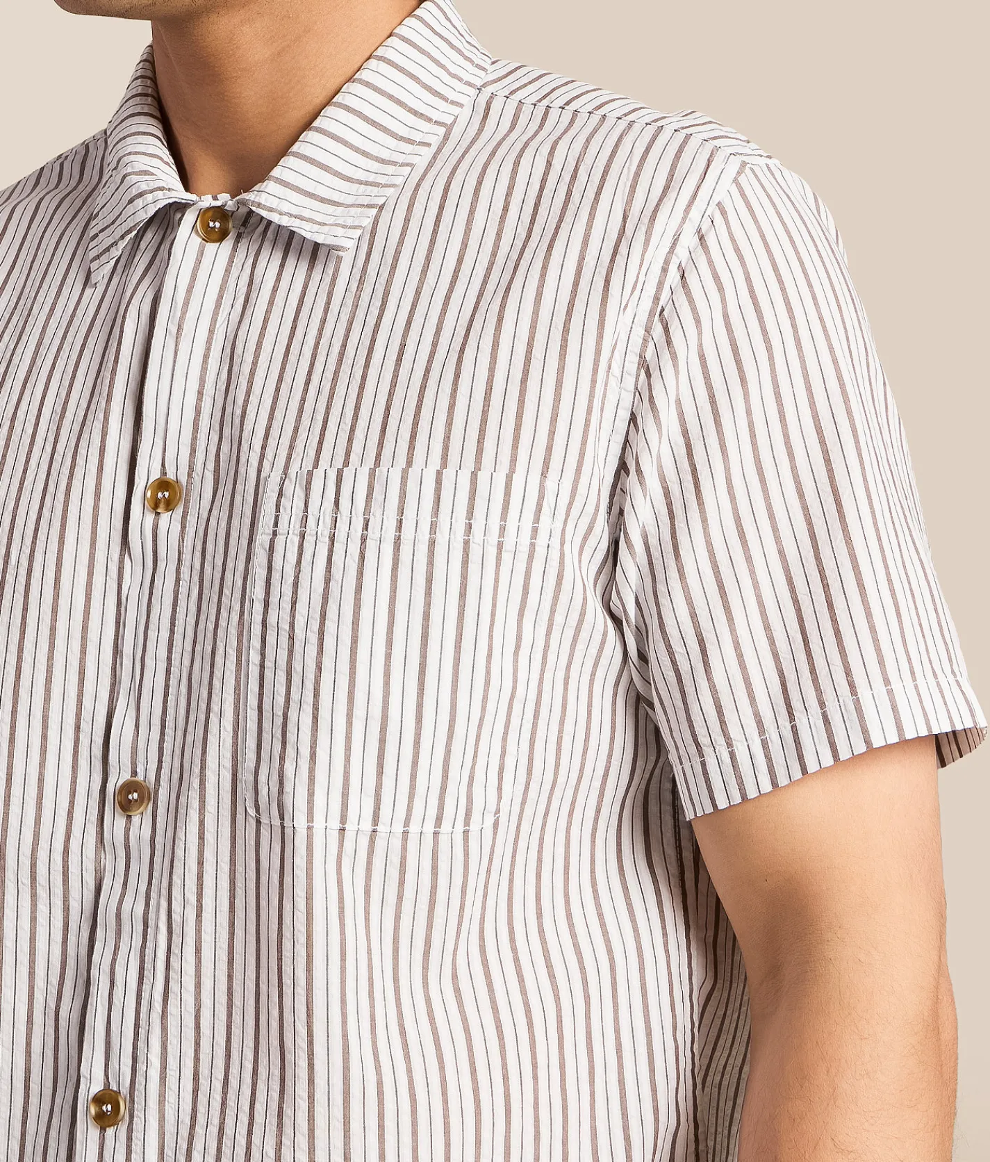 Rhythm Seersucker Striped Shirt Cedar