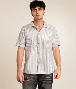 Rhythm Seersucker Striped Shirt Cedar