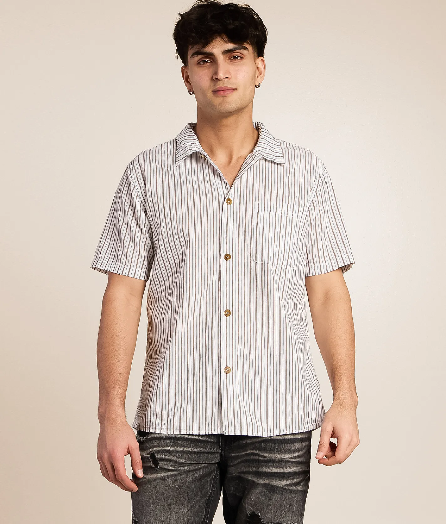 Rhythm Seersucker Striped Shirt Cedar