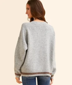 Bailey Rose See You Cowboy Sweater Heather Grey