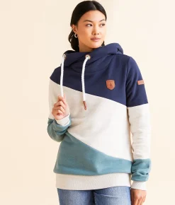 Wanakome Selene Asymmetrical Hooded Sweatshirt Oxford Blue Mix Sale