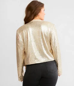 Coats & Jackets | Miss Me Sequin Cropped Jacket Rose Gold