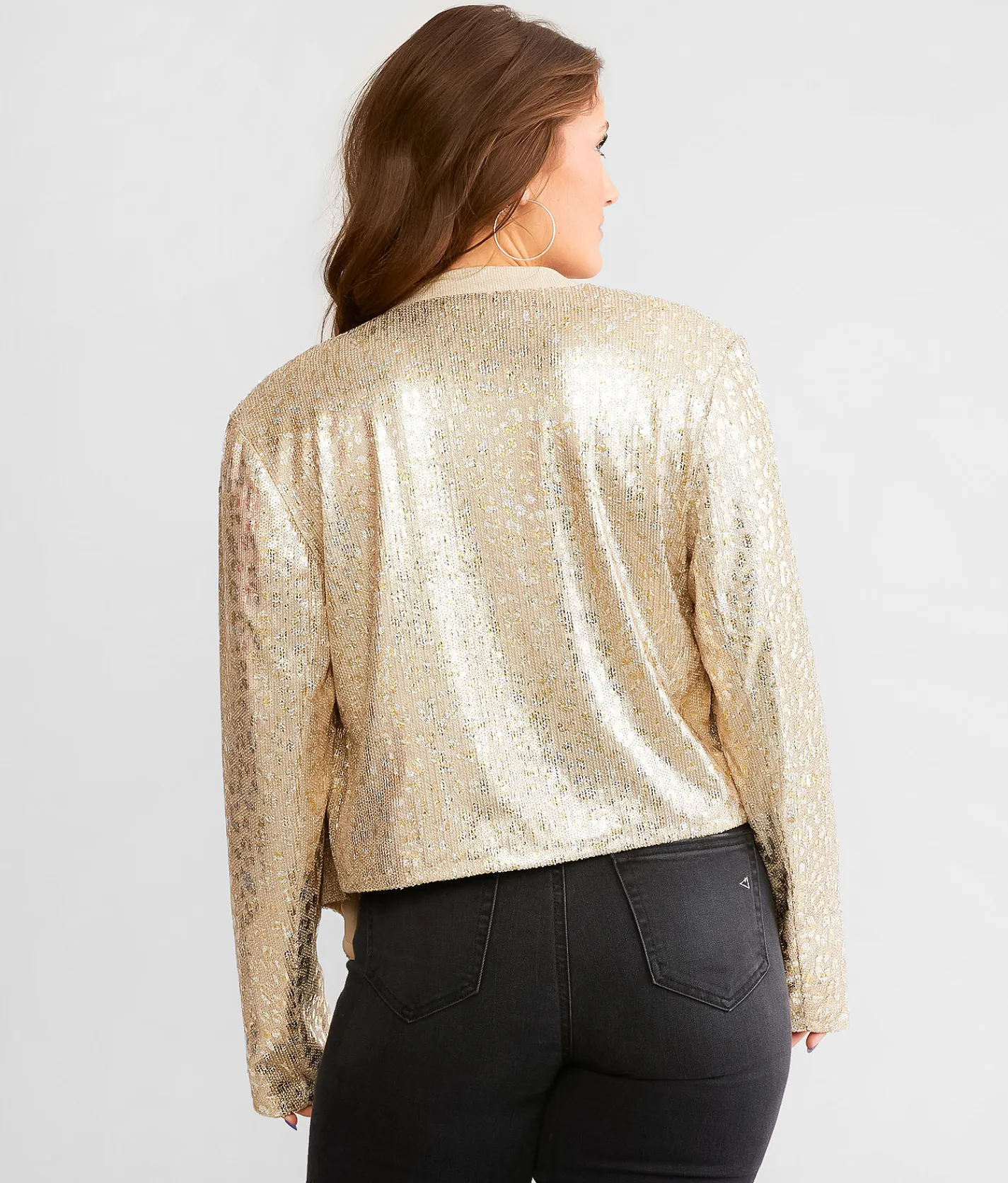 Coats & Jackets | Miss Me Sequin Cropped Jacket Rose Gold