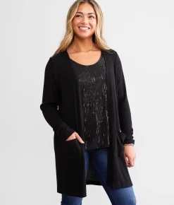 Daytrip Sequin Fringe Cardigan Black Outlet