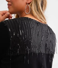Daytrip Sequin Fringe Cardigan Black Outlet