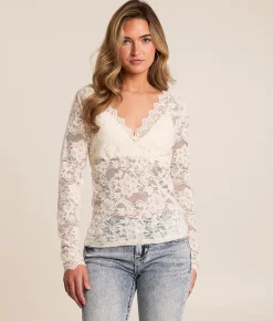 Willow & Root Sequin Lace Top White