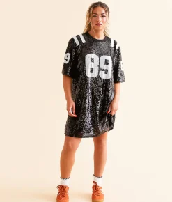 Dresses | DH Apparel 89 Sequin Varsity T-Shirt Dress Black