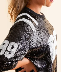 Dresses | DH Apparel 89 Sequin Varsity T-Shirt Dress Black