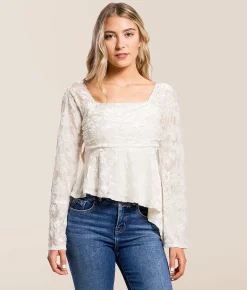 Tops | Willow & Root Sequin Velvet Top White
