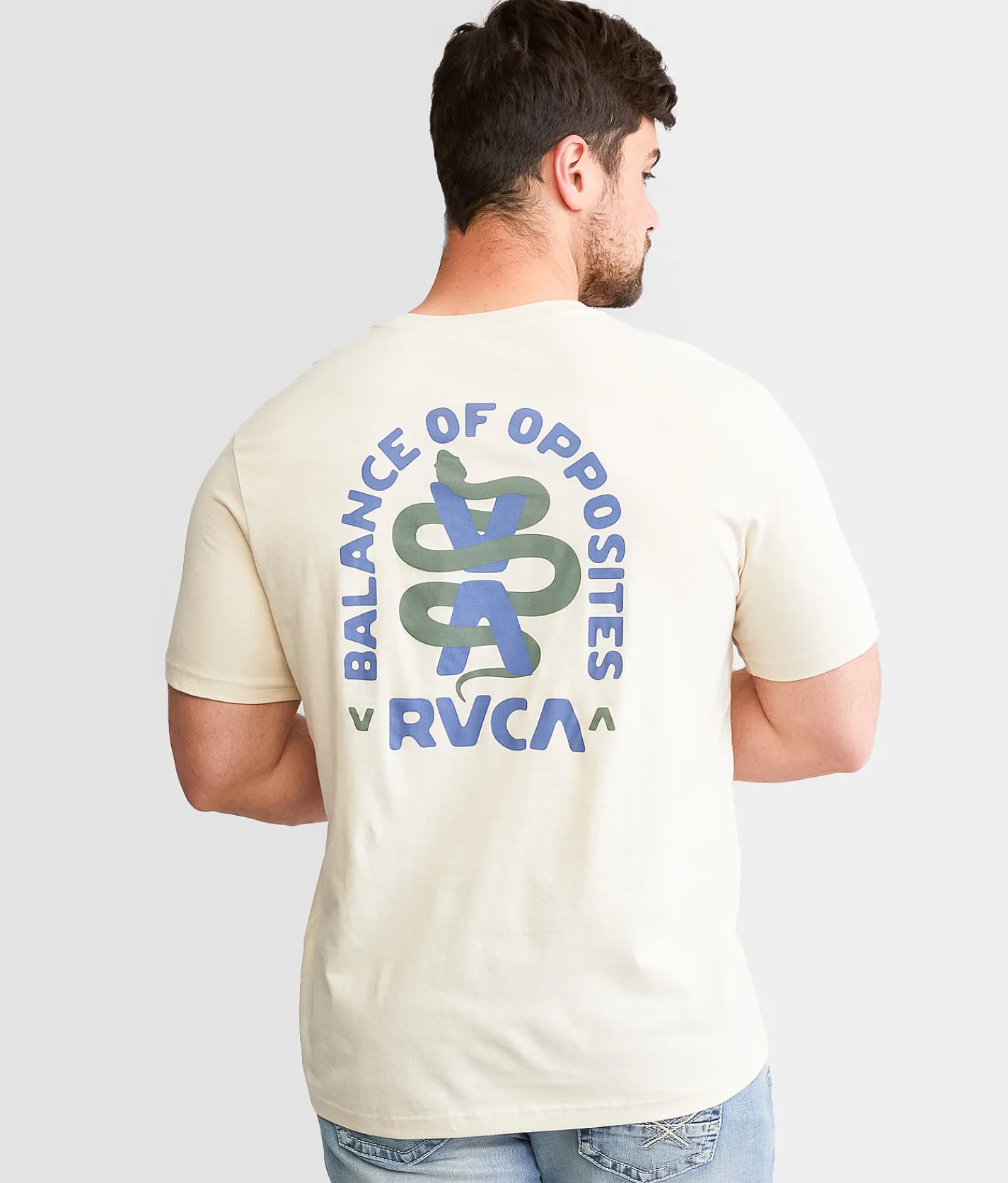 Graphic T-Shirts | RVCA Serpent T-Shirt Silver Bleach