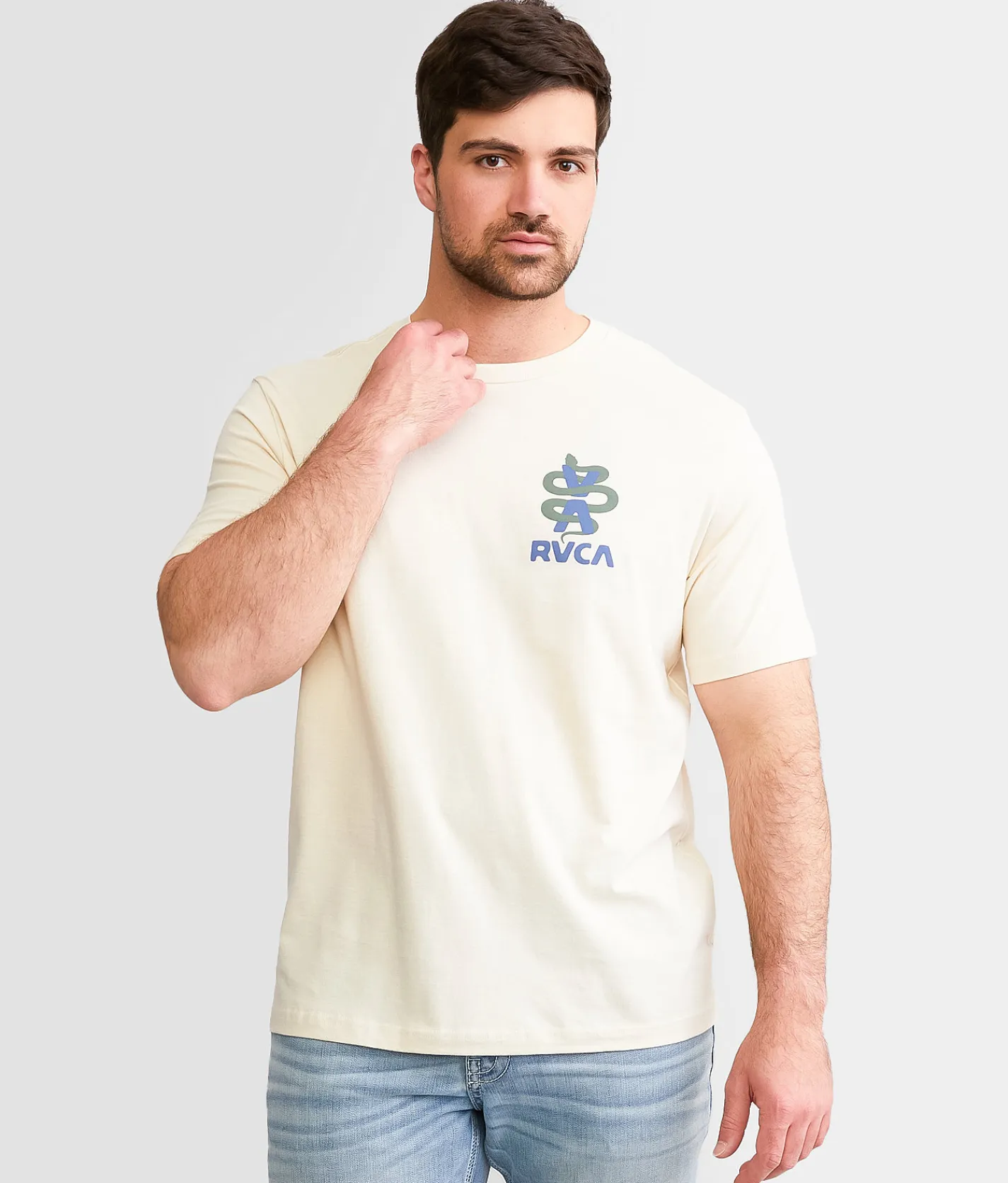 Graphic T-Shirts | RVCA Serpent T-Shirt Silver Bleach
