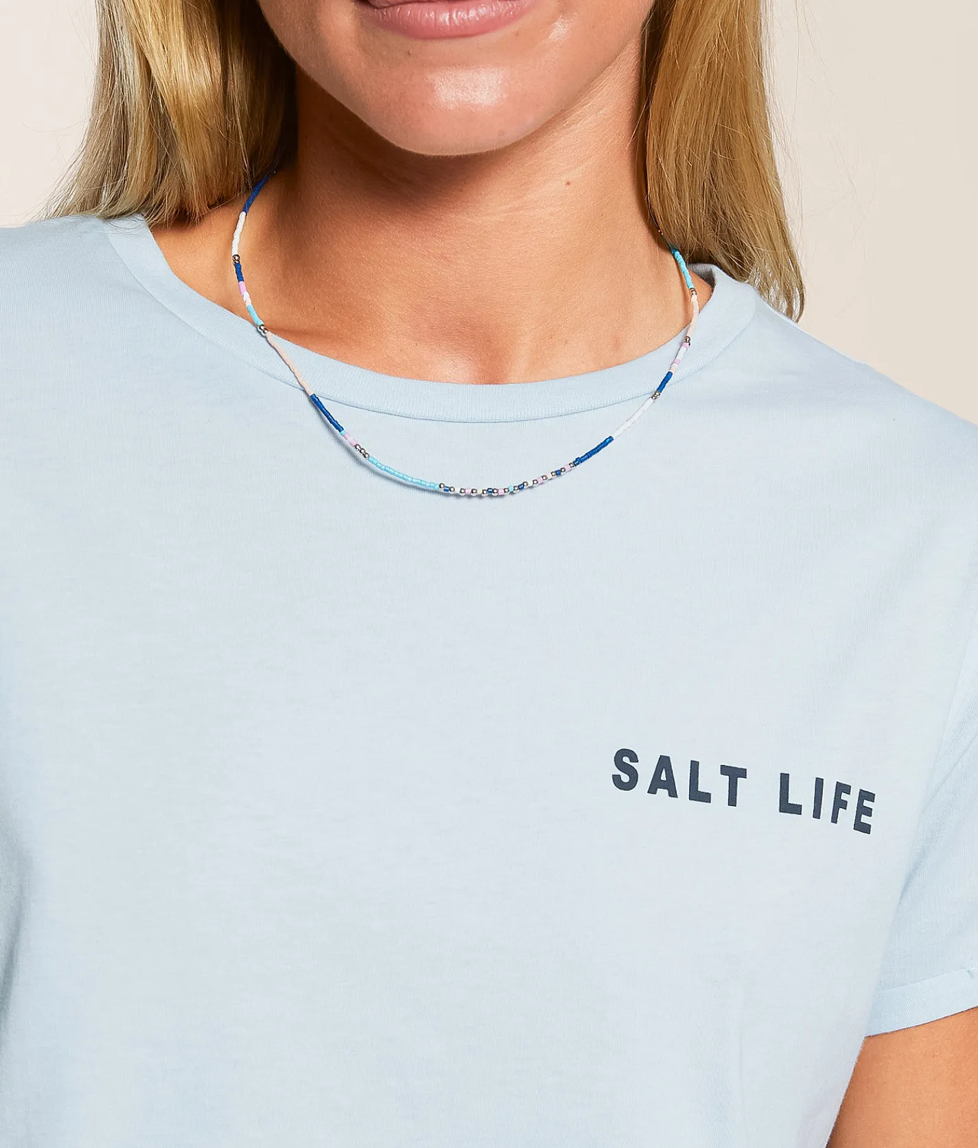Salt Life Served Fresh Cropped T-Shirt Powder Blue Clearance