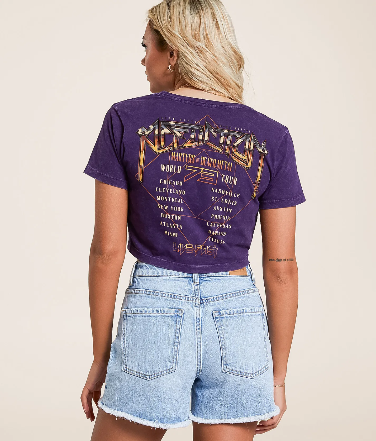 Affliction Setlist Cropped T-Shirt Midnight Plum Hot