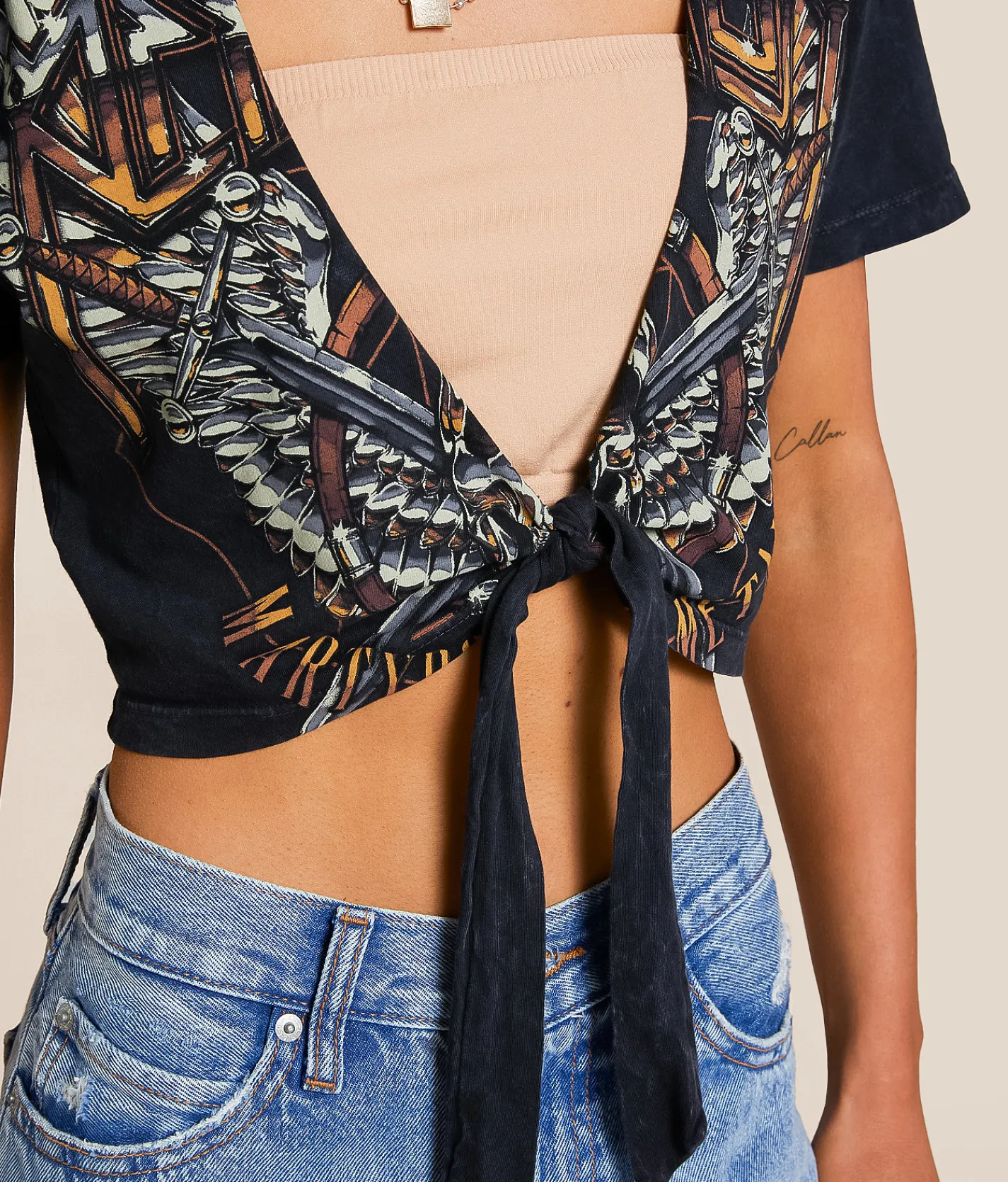 Affliction Setlist Cropped T-Shirt Black Lava Wash Discount
