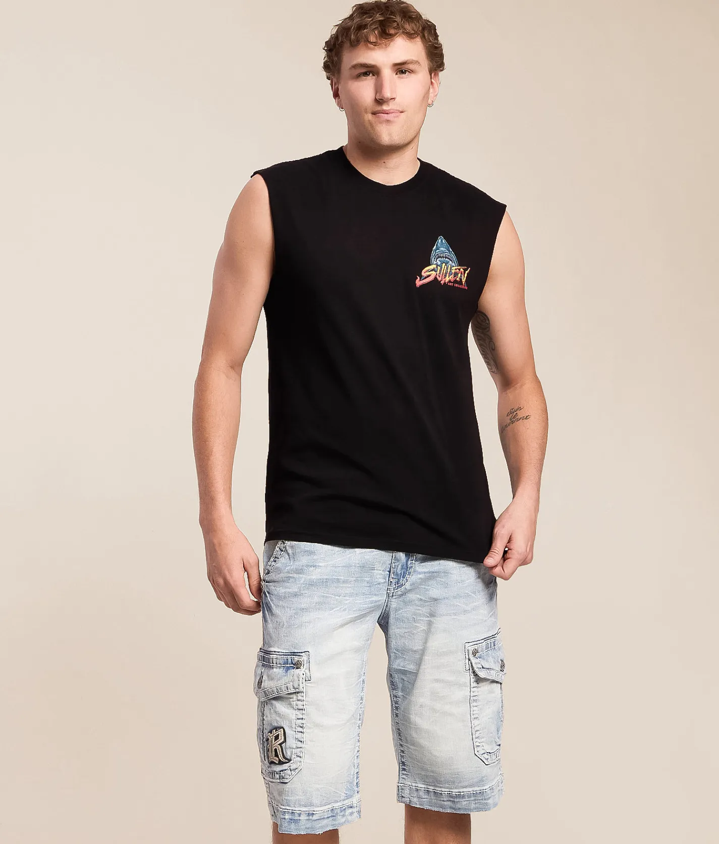 Sullen Shark Attack Tank Top Jet Black Discount