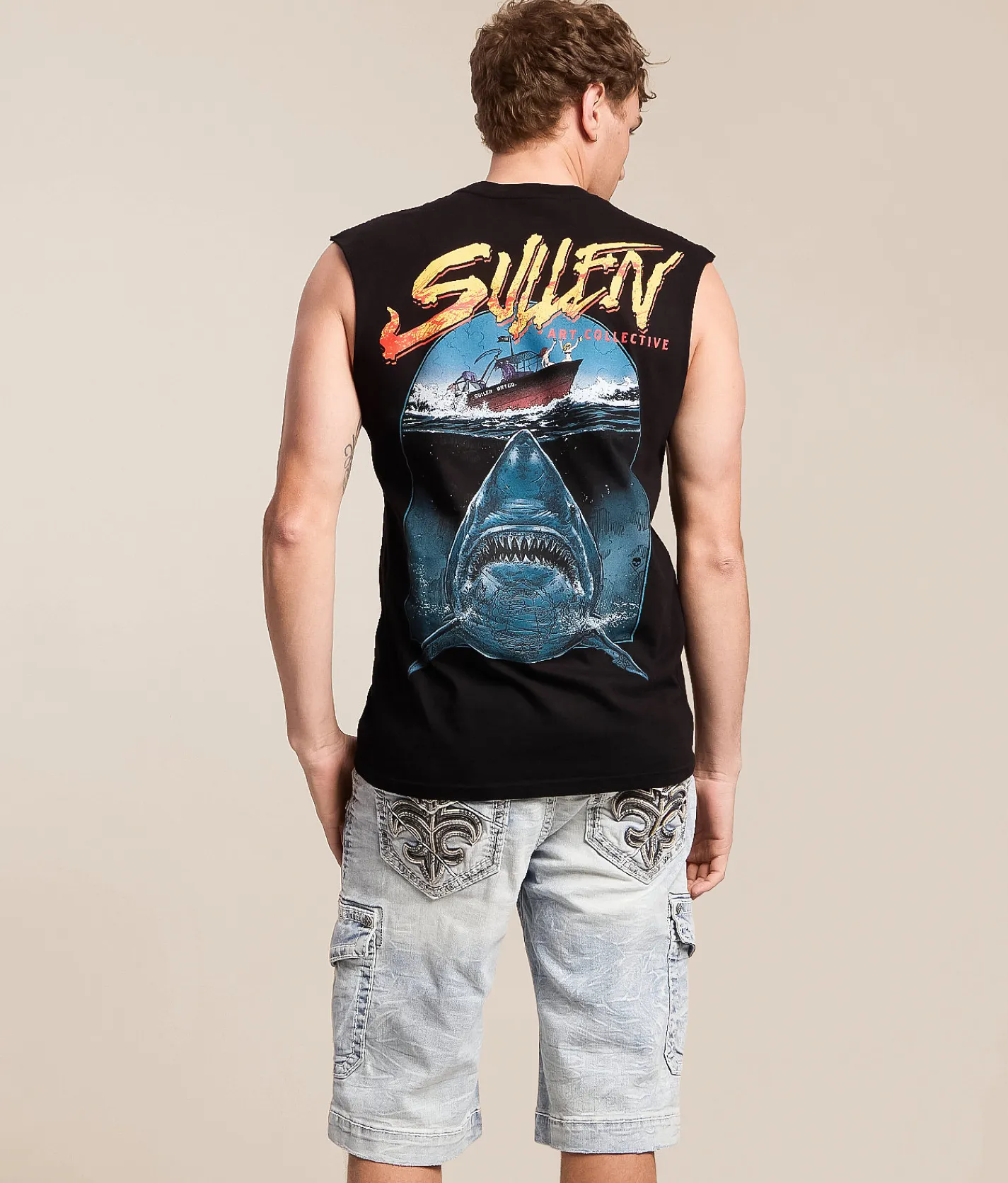 Sullen Shark Attack Tank Top Jet Black Discount