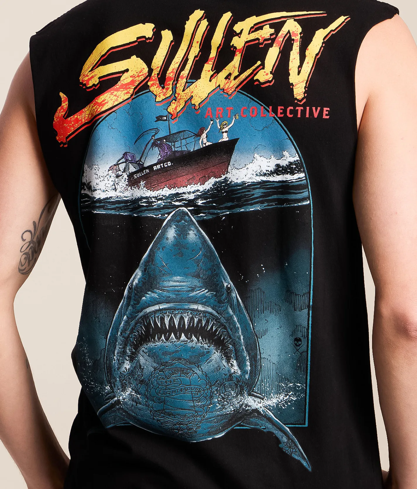 Sullen Shark Attack Tank Top Jet Black Discount