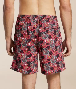 Bottoms|Swimwear | Sullen Shark Bite Stretch Swim Trunks Coral