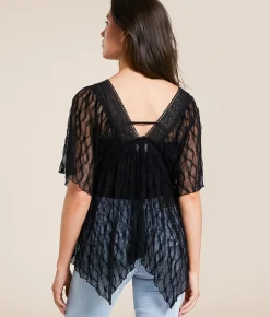 Daytrip Sheer Lace Empire Top Black Hot