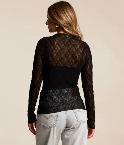 Tops | Willow & Root Sheer Lace Top Black
