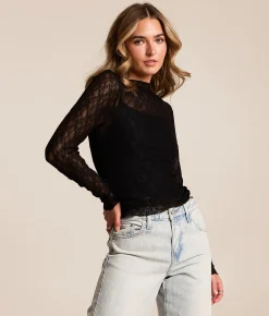 Tops | Willow & Root Sheer Lace Top Black