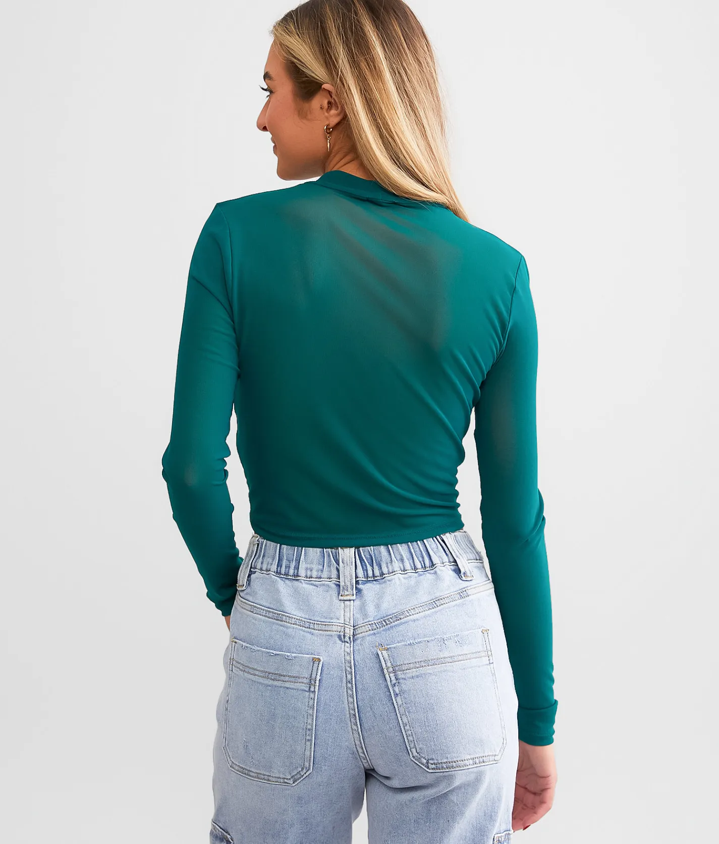 BKEssentials Sheer Mesh Cropped Top Citronelle Hot