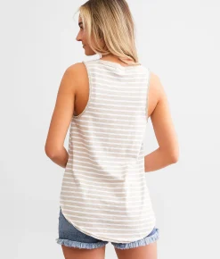 White Crow Shel Striped Tank Top Putty Online