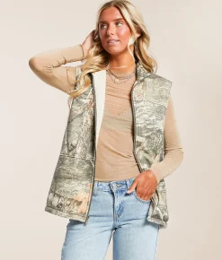 Tops|Coats & Jackets | Gilded Intent Sherpa Camo Reversible Vest Camo Print