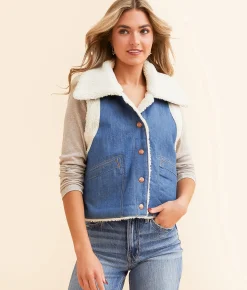 Tops|Coats & Jackets | Wrangler® Sherpa Denim Vest Original Rinse