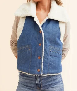 Tops|Coats & Jackets | Wrangler® Sherpa Denim Vest Original Rinse