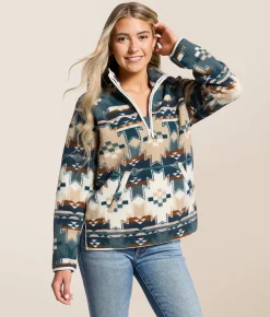 Tops | Wrangler® Sherpa Quarter Zip Pullover Blue