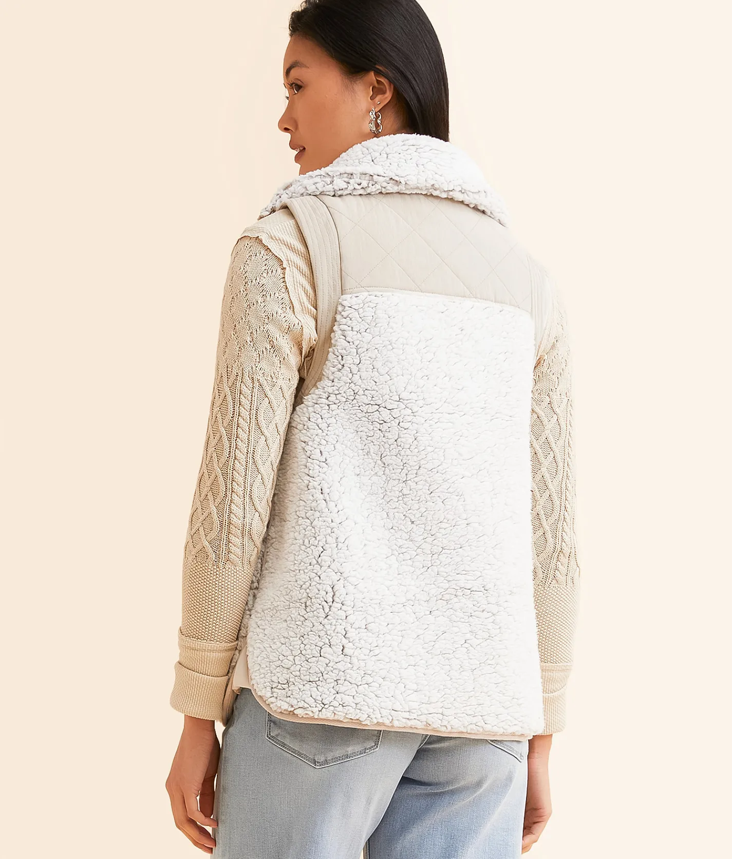 BKE Sherpa Vest Cream New