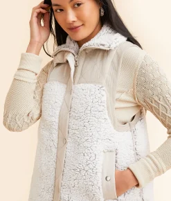 BKE Sherpa Vest Cream New