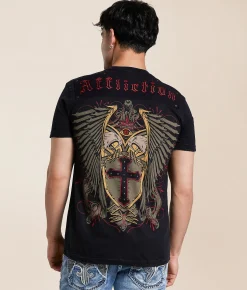 Affliction Shielded T-Shirt Black Lava Wash Best
