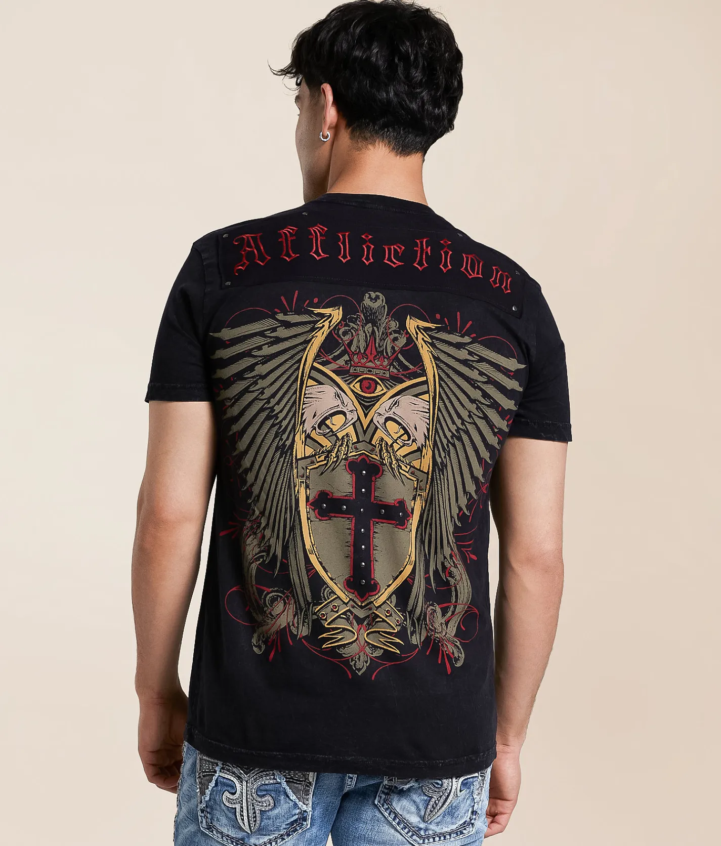 Affliction Shielded T-Shirt Black Lava Wash Best