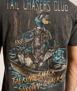 Tops|Graphic T-Shirts | Tail Chasers Club Shootin' Quacks T-Shirt Vintage Black Pigment Dye