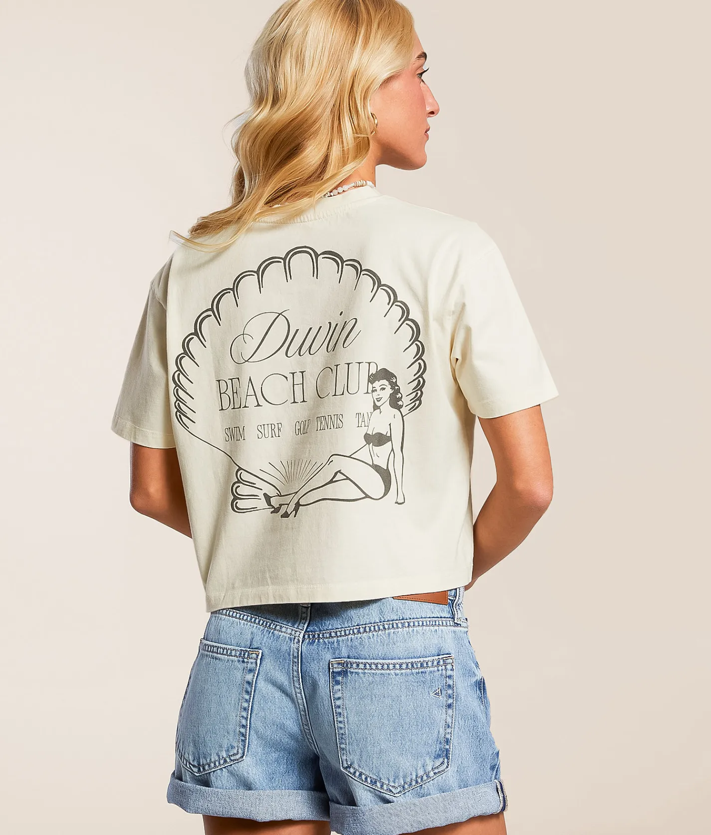 Duvin Shoreline Cropped T-Shirt Ivory Best