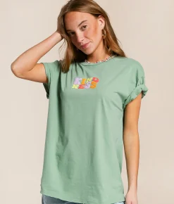 Tops | Modish Rebel Showing Kindness Oversized T-Shirt Grayed Jade