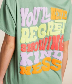 Tops | Modish Rebel Showing Kindness Oversized T-Shirt Grayed Jade