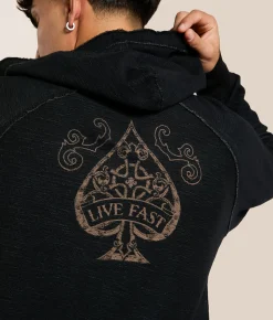 Affliction Shredded Dusk Reversible Thermal Hoodie Deep Depths Black Best