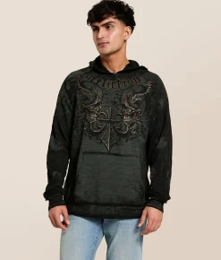 Affliction Shredded Dusk Reversible Thermal Hoodie Deep Depths Black Best