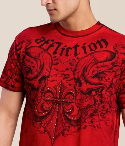 Affliction Shredded Dusk T-Shirt Affliction Red Online