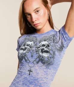 Affliction Shred Fast Burnout T-Shirt Blue Burnout Outlet