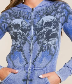 Affliction Shred Fest Burnout Hoodie Blue New