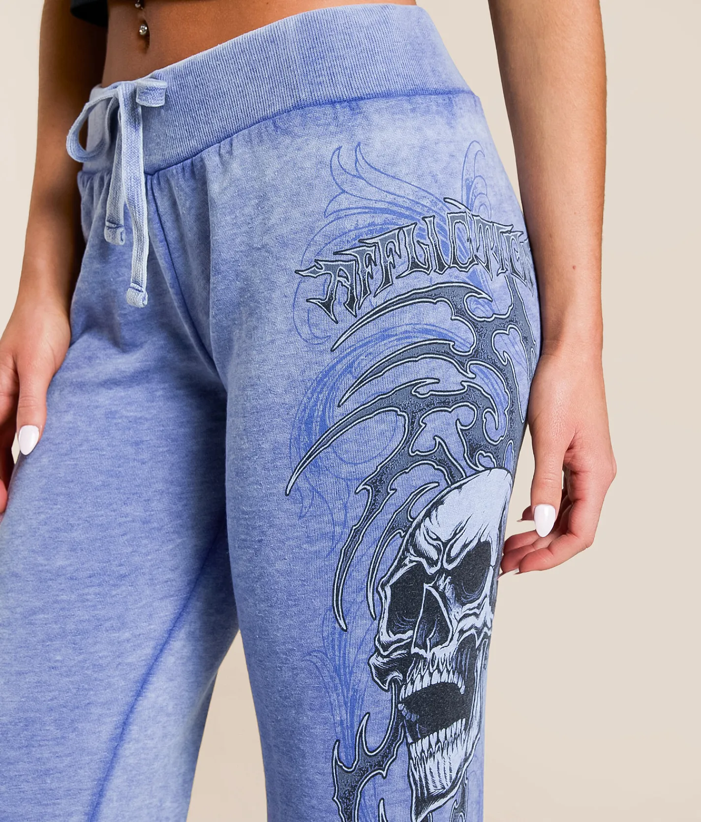 Bottoms | Affliction Shred Fest Burnout Sweatpant Blue