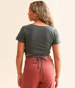 Affliction Shrike Cropped T-Shirt Volcanic Ash Sale